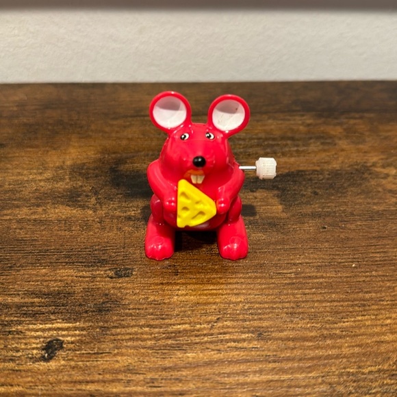 Vtg Rare Wind-up Red Flipping Mouse Cheese Tomy Brand Works Flipper Toy Flips - Picture 1 of 5